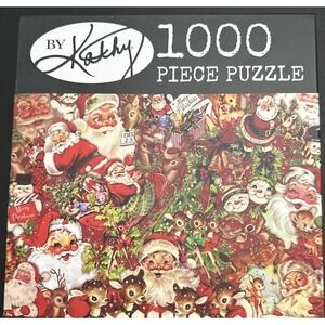 By Kathy 1000 Piece Jigsaw Puzzle Santa Claus Collage Merry Christmas complete